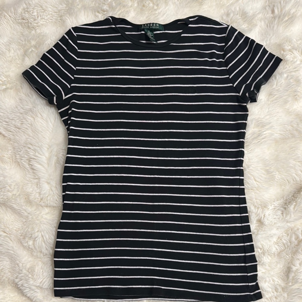 Ralph Lauren Black and White Fitted Short Sleeve Tee
